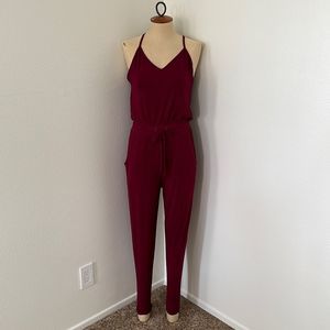 Wildfox Halter Jumpsuit Burgundy Size S